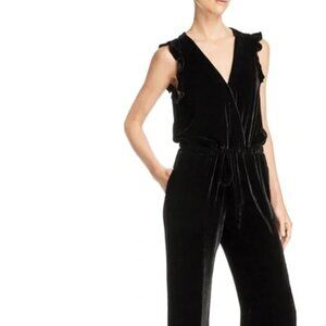 Bella Dahl Black Velvet Silk Blend Sleeveless Wide Leg Jumpsuit